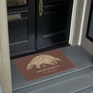 Save Pangolins Personalized Brown Doormat