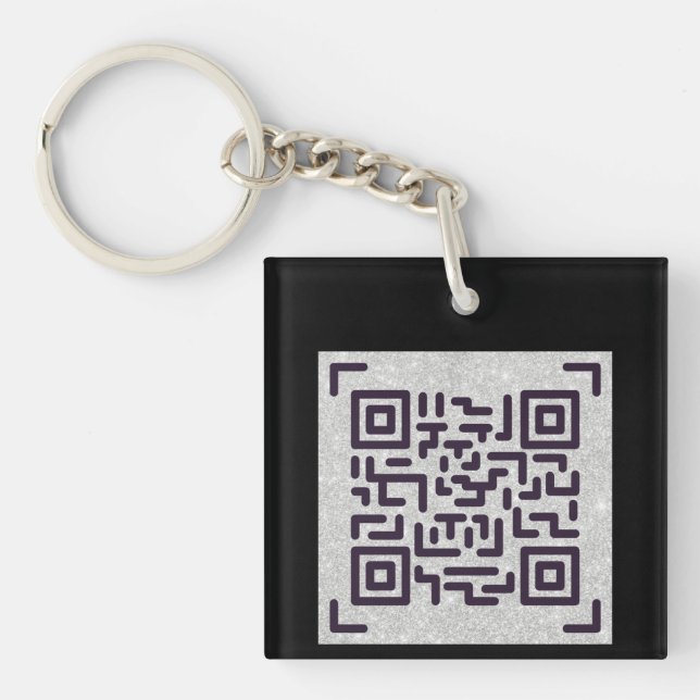 Save Paper with this QR CODE Business Card Black   Keychain (Front)