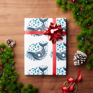 Save planet whale artwork for eco awareness wrapping paper