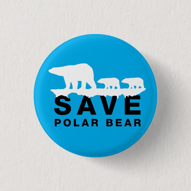 Save Polar Bear 1 Inch Round Button (Front)