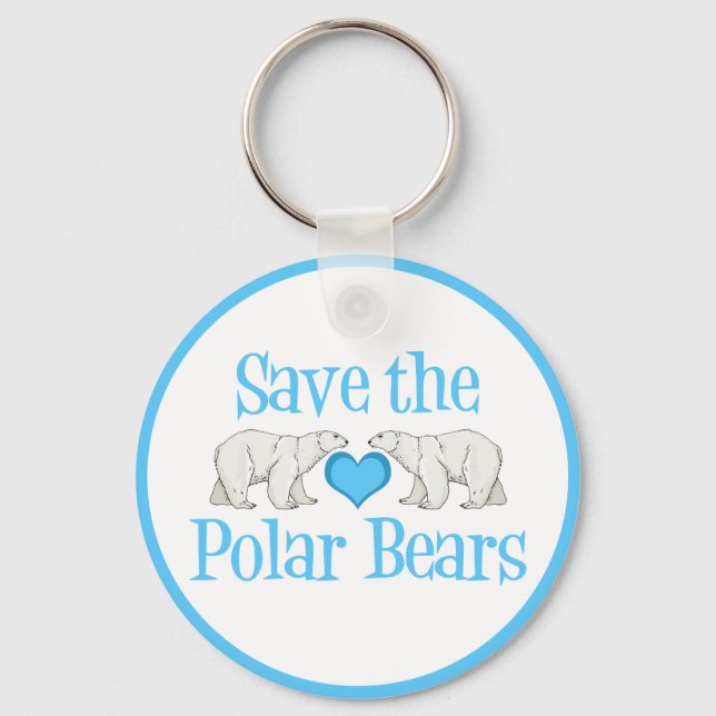 Save Polar Bears Cute Animal Activist Keychain (Front)