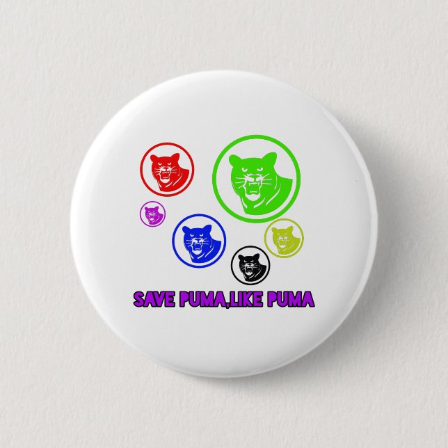 save puma,like puma 2 inch round button (Front)