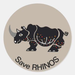 Save RHINOCEROS - Animal lover- Nature - Wildlife Classic Round Sticker