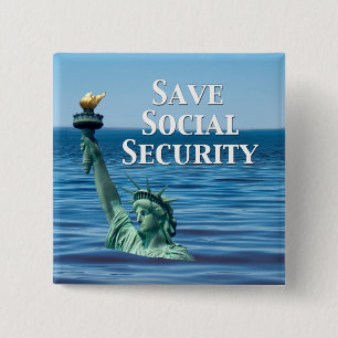 Save Social Security 2 Inch Square Button