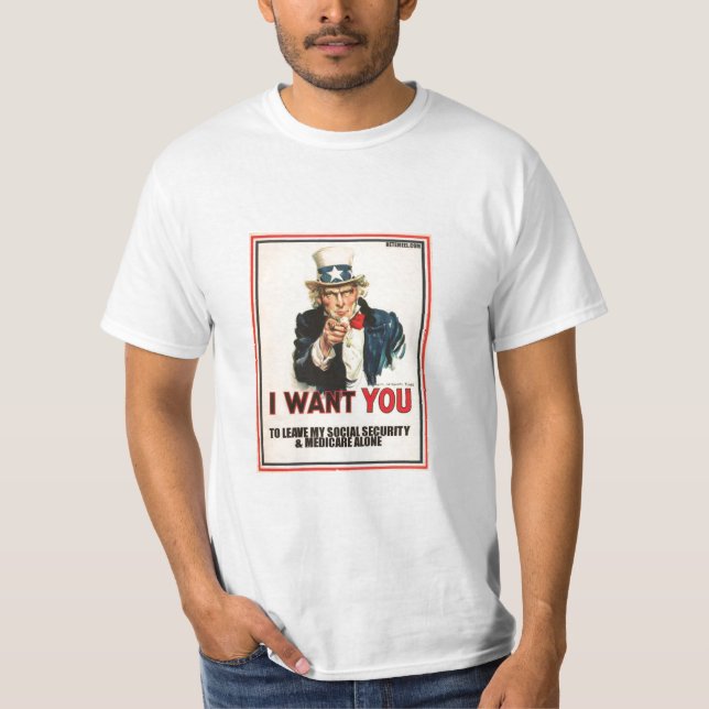 SAVE SOCIAL SECURITY & MEDICARE T-Shirt (Front)