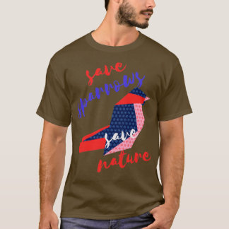 Save sparrows Save Nature Origami T-Shirt