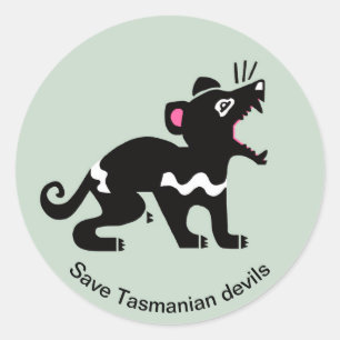 Save Tasmanian DEVILS - Marsupial - Endangered -  Classic Round Sticker