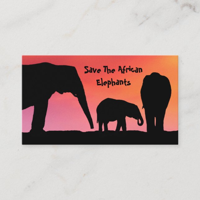 Save The African Elephants Business Card (Front)