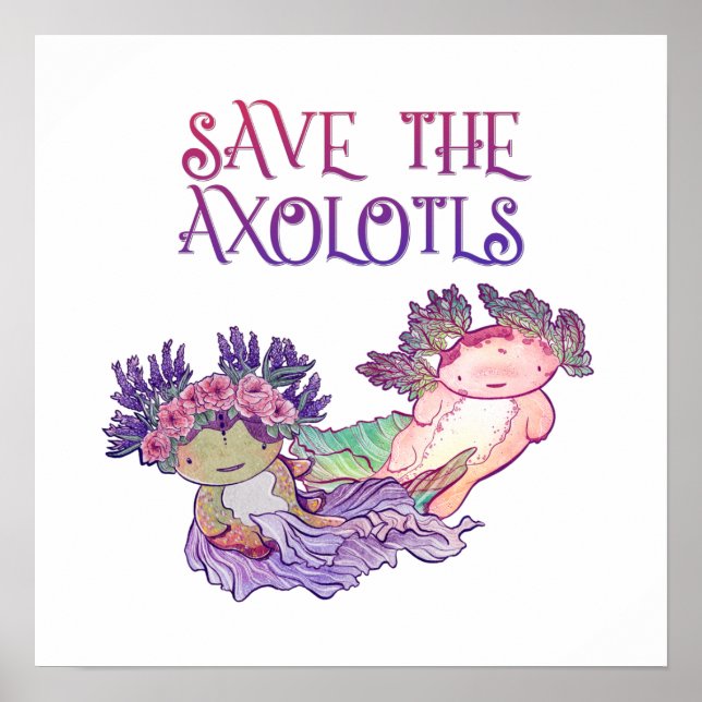 Save the Axolotls,Axolotl,Salamander Poster (Front)