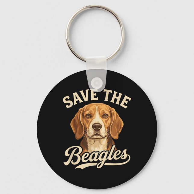 Save The Beagles Cute Dog Lover Design Keychain (Front)