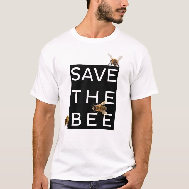 Save the Bee! Save the World! Boxed Bee T-Shirt (Front)