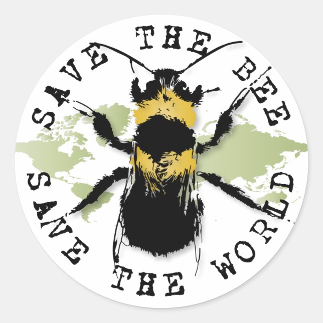 Save the Bee! Save the World! Medallion Collection Classic Round Sticker (Front)