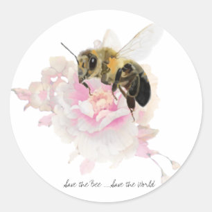 Save the Bee! Save the World! Pretty Bee Classic Round Sticker