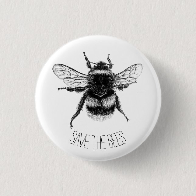 Save the Bees 1 Inch Round Button (Front)
