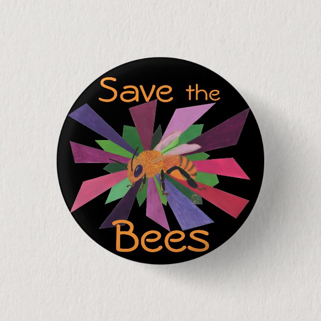 Save the Bees 1 Inch Round Button (Front)