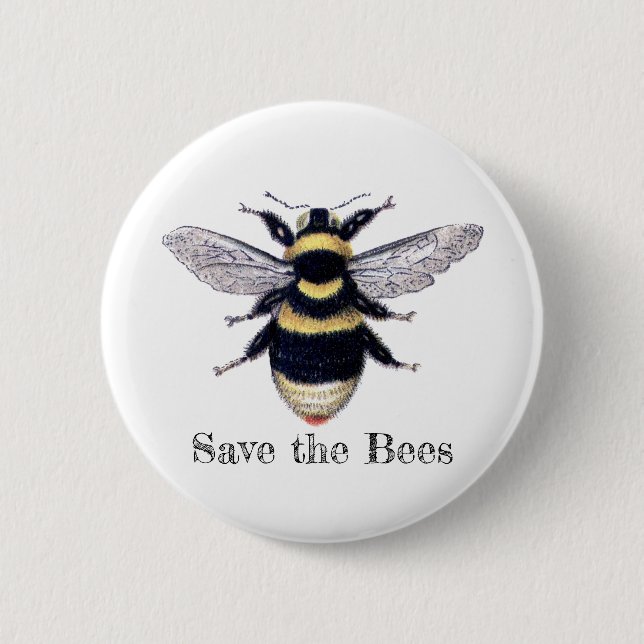 Save the Bees 2 Inch Round Button (Front)