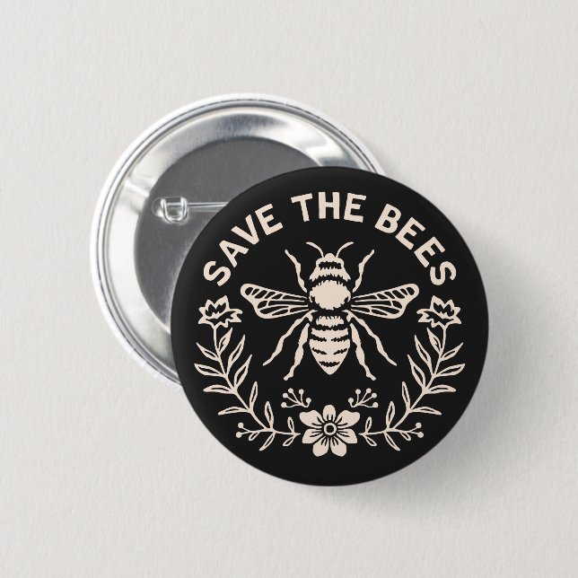 Save the bees 2 inch round button (Front & Back)