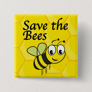 Save the Bees 2 Inch Square Button