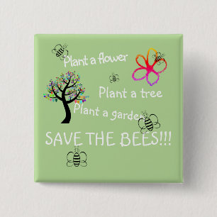 Save the Bees 2 Inch Square Button