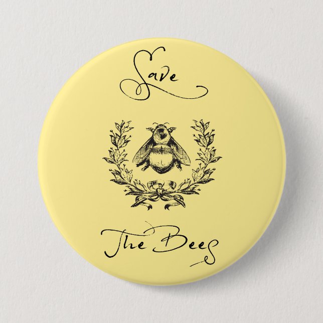 Save the Bees 3 Inch Round Button (Front)