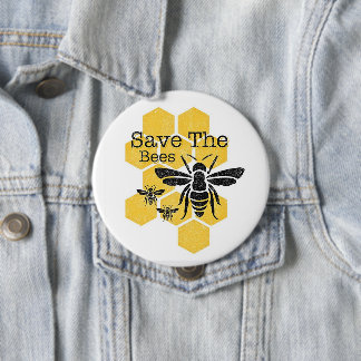 Save The Bees 4 Inch Round Button