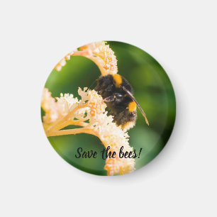 "Save the Bees" Bee on a flower Magnet