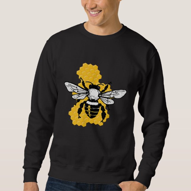 Save The Bees Beekeeper Honeycomb Environmentalist Sweatshirt (Front)
