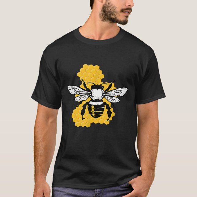 Save The Bees Beekeeper Honeycomb Environmentalist T-Shirt (Front)