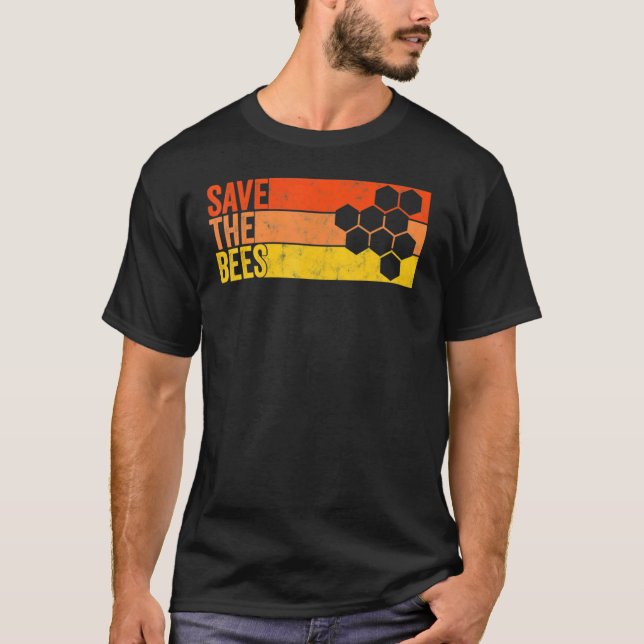Save The Bees Bumblebee Retro Beekeeper 1 T-Shirt (Front)