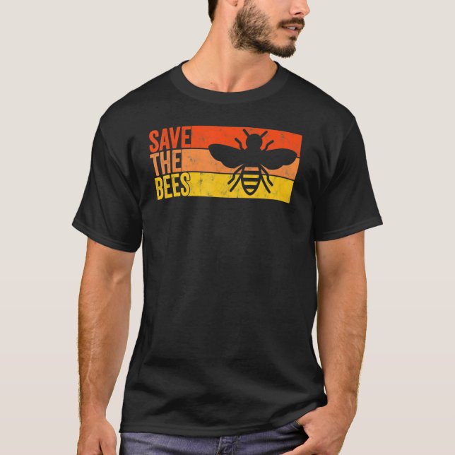 Save The Bees Bumblebee Retro Beekeeper 2 T-Shirt (Front)