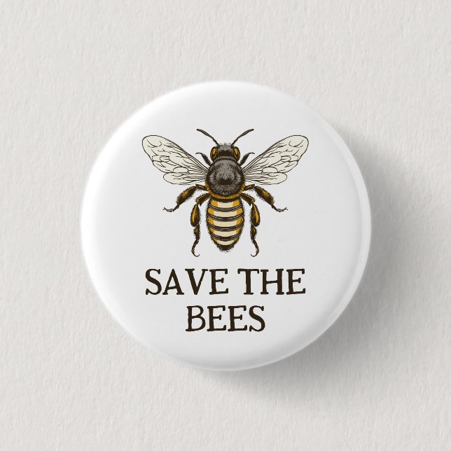 Save the bees button with honey bee (Front)