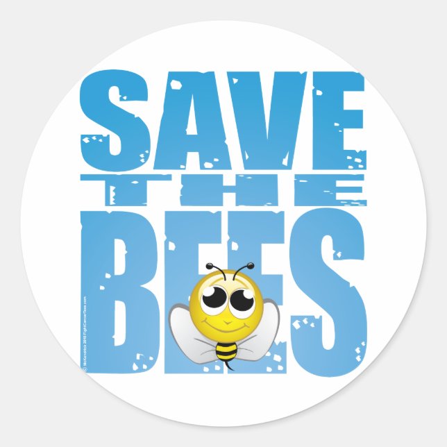 Save the Bees Classic Round Sticker (Front)