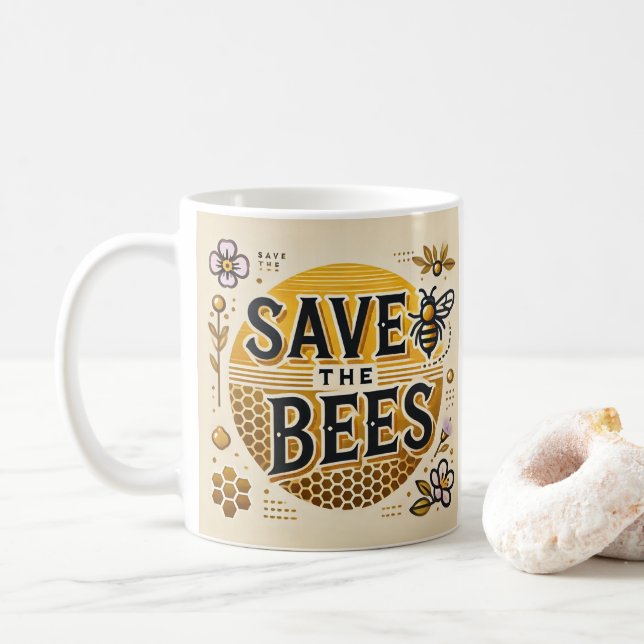 Save The Bees Coffee Mug (With Donut)