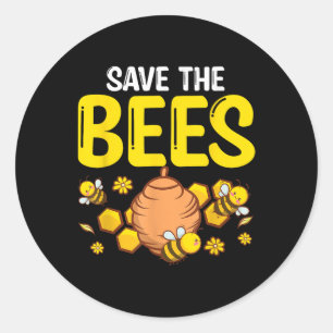 Save The Bees Environmental Protection Earth Day  Classic Round Sticker