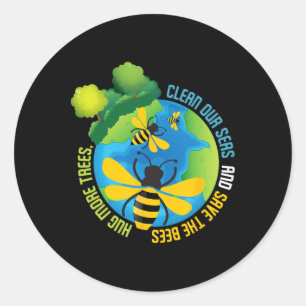Save The Bees - Environmental Protection Earth Day Classic Round Sticker