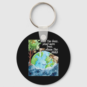 Save The Bees - Environmental Protection Earth Day Keychain
