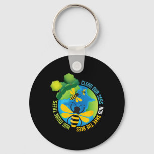 Save The Bees - Environmental Protection Earth Day Keychain