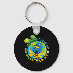 Save The Bees - Environmental Protection Earth Day Keychain