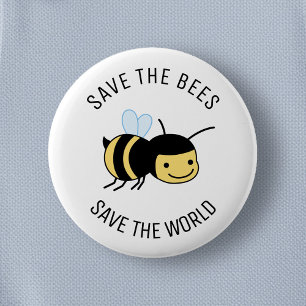 Save the Bees, Happy Little Bee 2 Inch Round Button