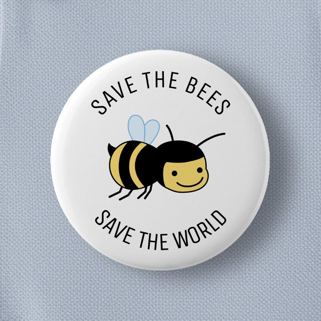 Save the Bees, Happy Little Bee 2 Inch Round Button (Creator Uploaded)