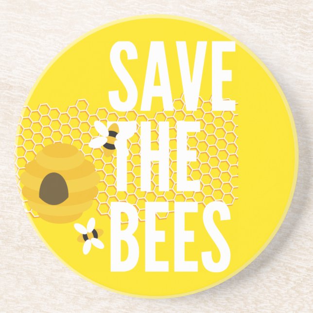 SAve The Bees HONEYCOMB Honey POT Coaster (Front)