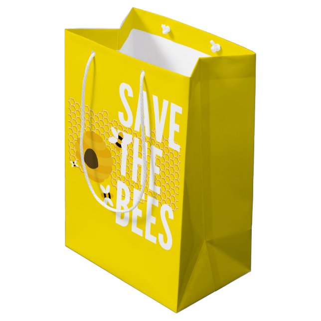 SAve The Bees HONEYCOMB Honey POT Medium Gift Bag (Back Angled)