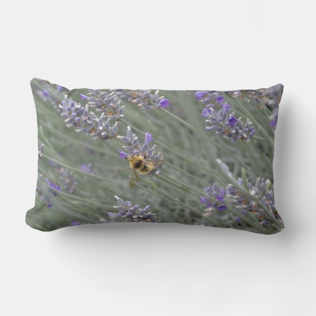 Save the Bees: Lavender Lumbar Pillow (Front)