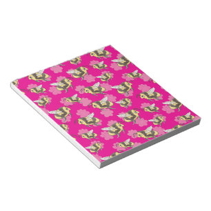 Save the Bees on Pink florals notepad