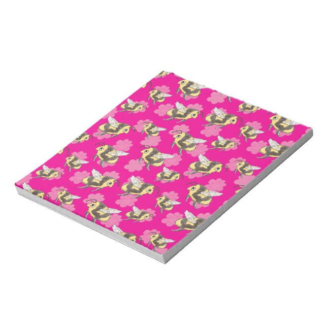 Save the Bees on Pink florals notepad (Rotated)