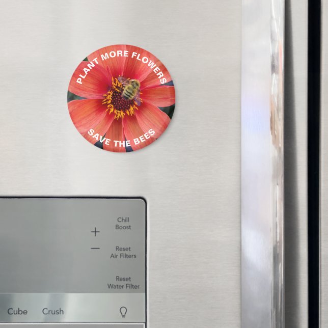 Save the Bees Orange Dahlia Flower Magnet (In Situ (Fridge))