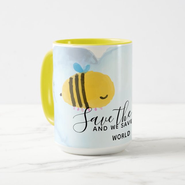 Save The Bees Personalized Quotes Sayings Slogans Mug (Front Left)