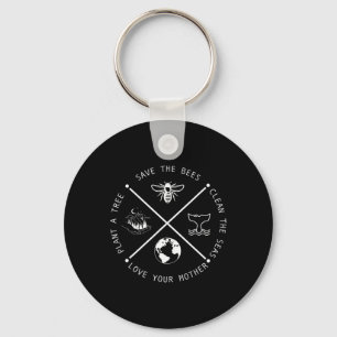 Save The Bees Plant More Trees Earth Day Keychain