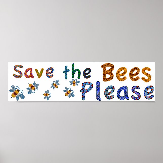 Save the Bees Please classroom poster (Front)