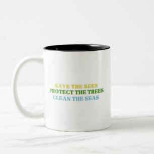 save the bees posters save the bee posters bees po Two-Tone coffee mug